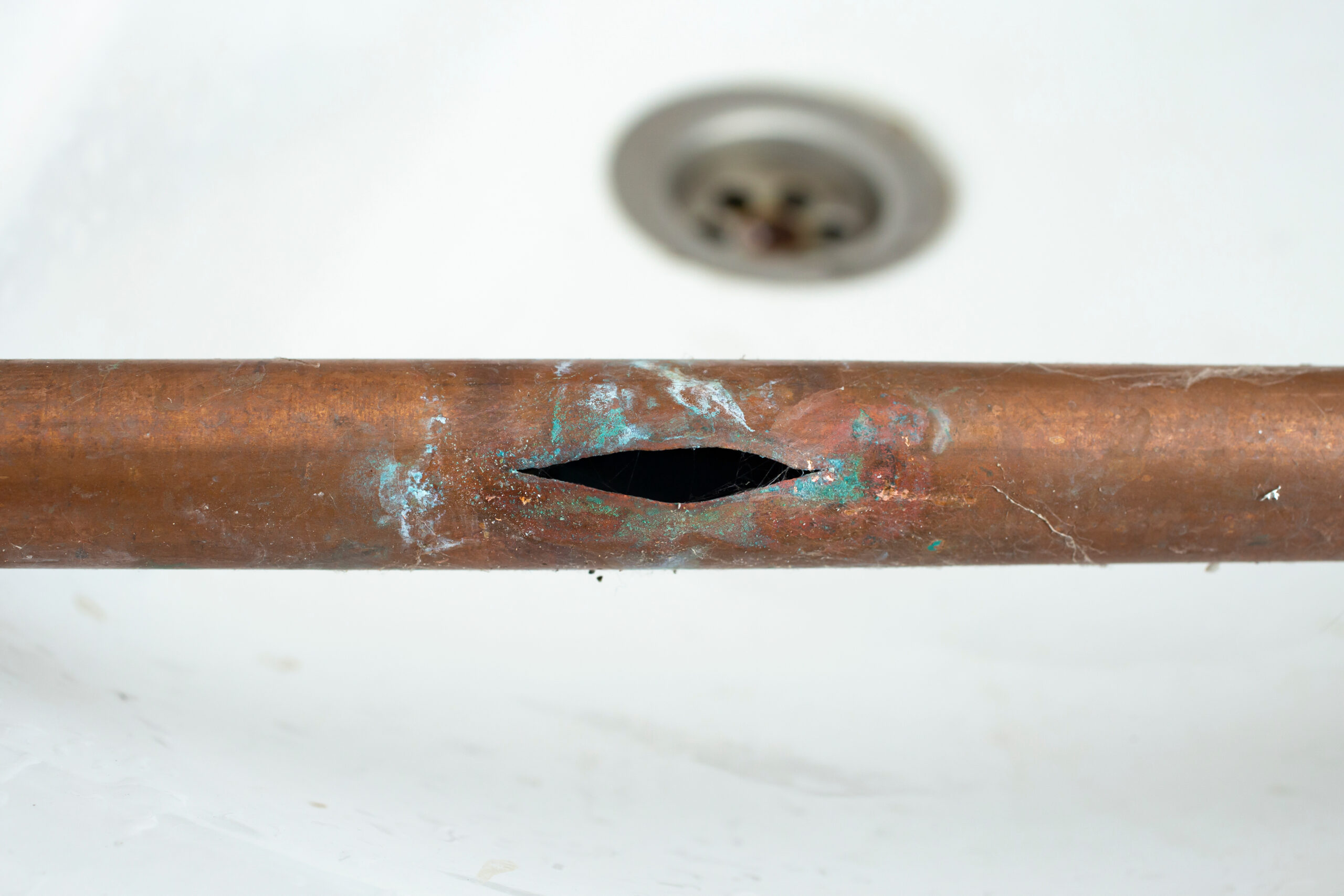 Burst water pipe in winter