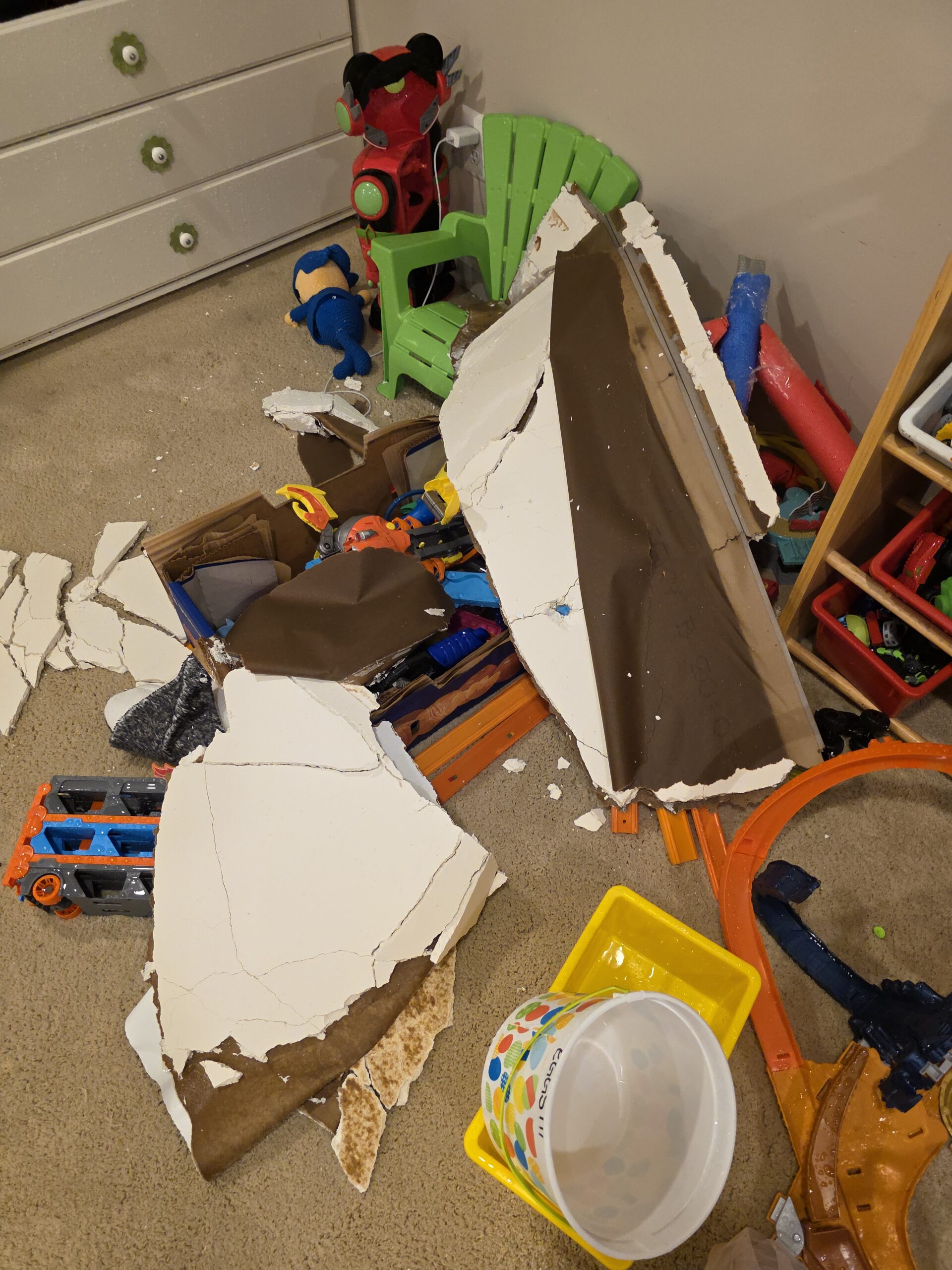 Ceiling Collapse from ice maker water line leak.